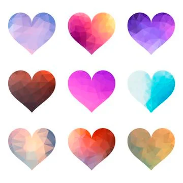Set of Vector Polygon Hearts Illustrazione stock