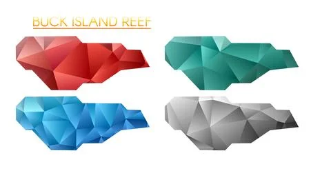 Set of vector polygonal maps of Buck Island Reef. Bright gradient border ma.. 스톡 일러스트