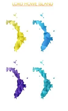 Set of vector polygonal maps of Lord Howe Island. Bright gradient border ma.. 스톡 일러스트