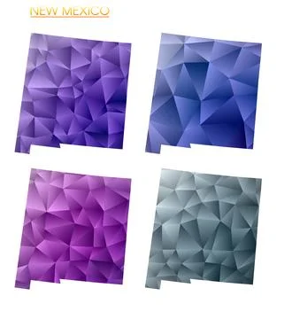 Set of vector polygonal maps of New Mexico. Bright gradient map of us state.. Stockillustratie
