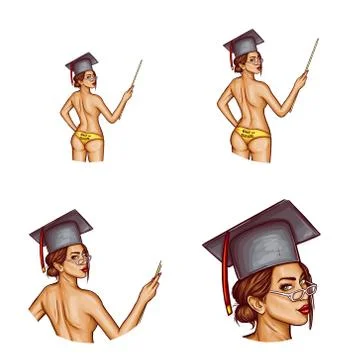 Set of vector pop art round avatar icons for users of social networking, blogs Stock-Illustration