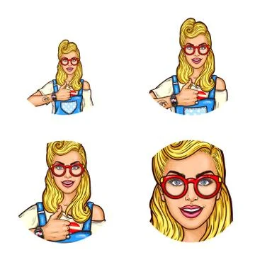 Set of vector pop art round avatar icon for users of social networking, blogs Stock-Illustration
