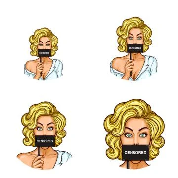 Set of vector pop art round avatar icons for users of social networking, blogs Stock-Illustration