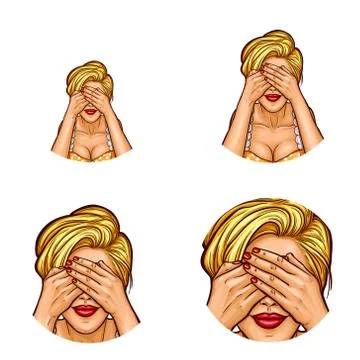 Set of vector pop art round avatar icons for users of social networking, blogs Stock-Illustration