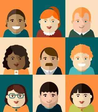 Set of vector portraits Stock Illustration
