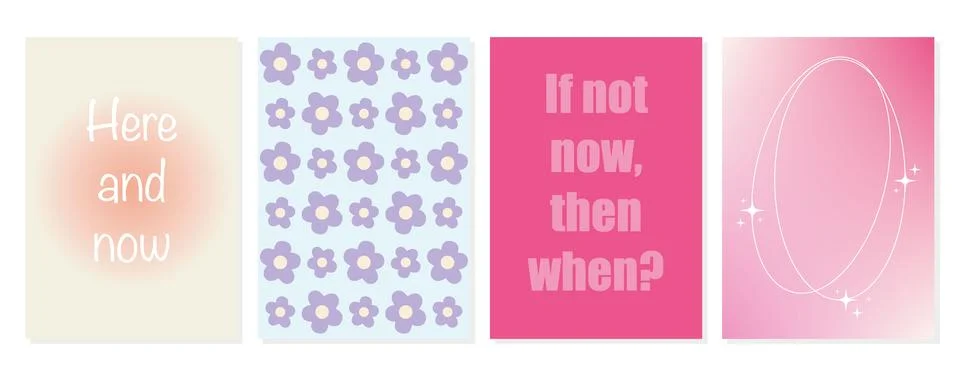 Set of vector posters. Blurred gradient and geometric shapes. Y2k style minimal Illustrazione stock