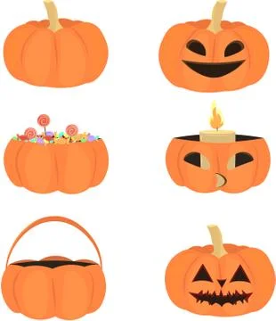 Set of vector pumpkins for Halloween. Stock Illustration