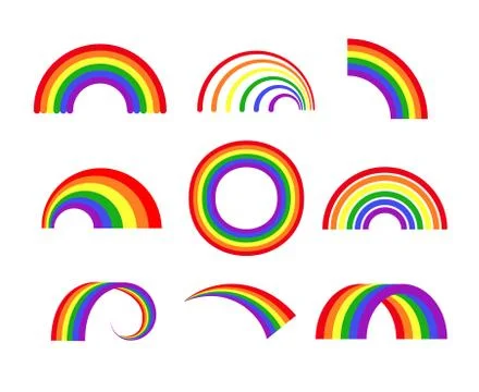 Set of vector rainbows white background Illustrazione stock