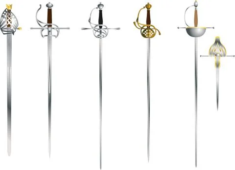 Set of the vector rapier and epee for fencing or duel Stock Illustration