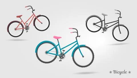 Set vector realistic bicycles modern style ideal for web site elements and Stock Illustration