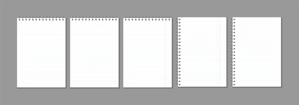 Set of vector realistic blank lined notebook sheets for notes. collection of  イラスト素材