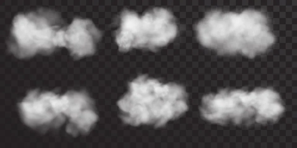 Set of vector realistic cumulus clouds isolated on translucent background Illustrazione stock