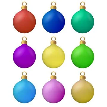 Set of vector realistic glass balls for Christmas decorations. Winter holiday Stock Illustration