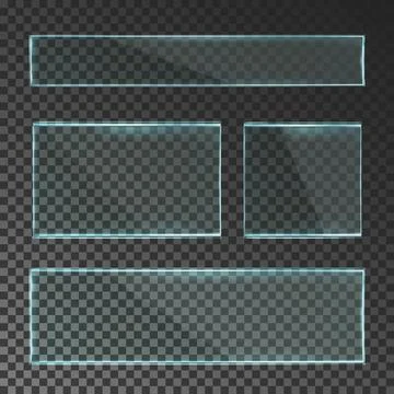Set of vector realistic transparent glass plates isolated on a translucent Stock Illustration