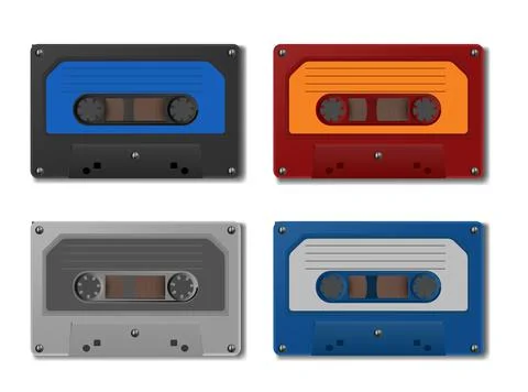 Set of vector retro audio cassettes. Stock Illustration