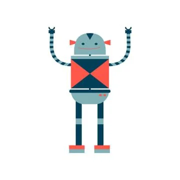 Set of vector robots in cartoon style. Isolated vector robots in a white Illustrazione stock
