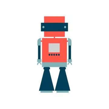 Set of vector robots in cartoon style. Isolated vector robots in a white Stock Illustration