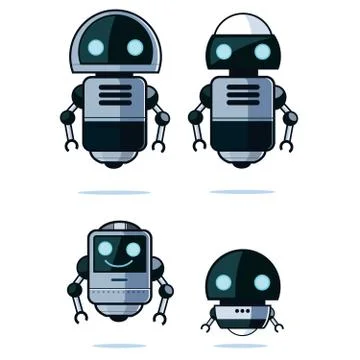 Set of vector robots in flat style Stock Illustration