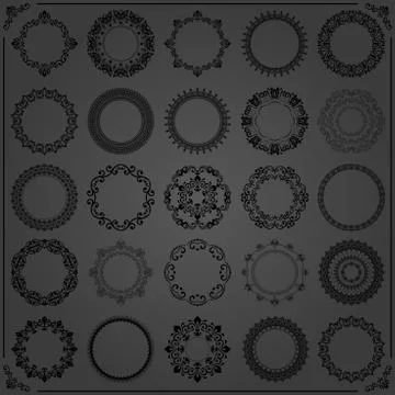 Set of Vector Round Patterns 库存插图
