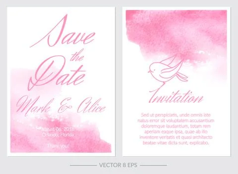 Set of vector Save the Date invitations Stock Illustration