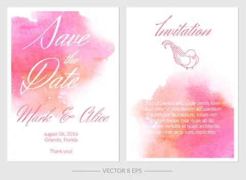 Set of vector Save the Date invitations Stock Illustration
