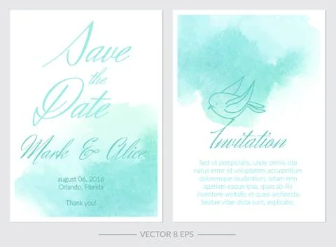 Set of vector Save the Date invitations Stock Illustration