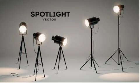 Set of vector scenic spotlights on a gray background. Stock Illustration