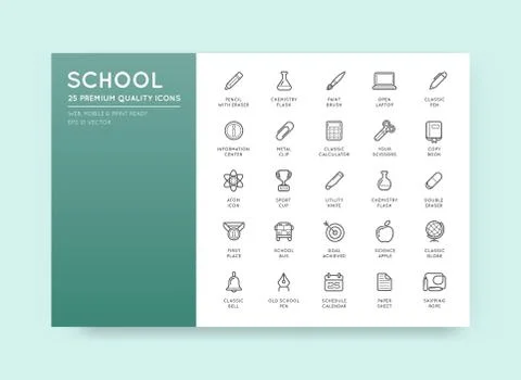 Set of Vector School Icons Illustration can be used as Logo or Icon in premiu Stock Illustration