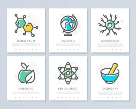Set of vector science and research colored elements for multipurpose a4 스톡 일러스트