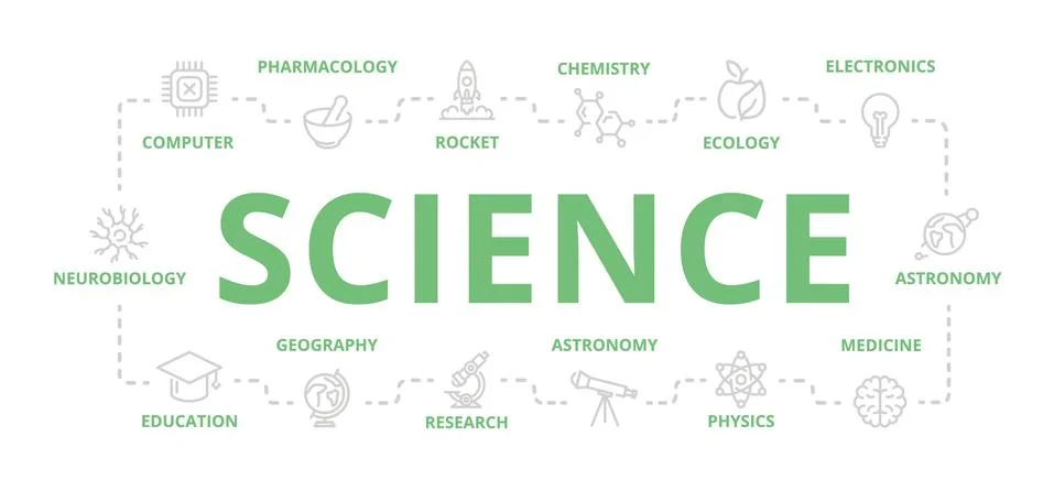 Set of vector science and research thin line banner for design concept Stock Illustration