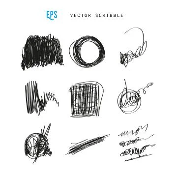 Set of vector scribbles. Sketchy drawings. Design elements. イラスト素材
