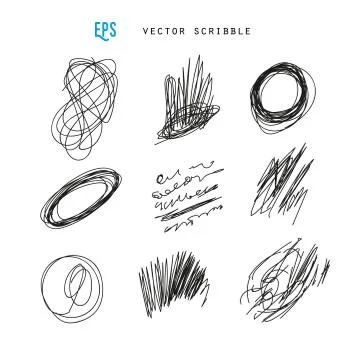 Set of vector scribbles. Sketchy drawings. Design elements. Stockillustratie