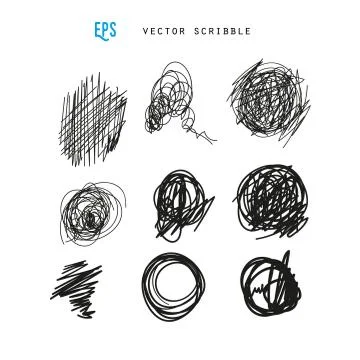 Set of vector scribbles. Sketchy drawings. Design elements. Ilustração Stock