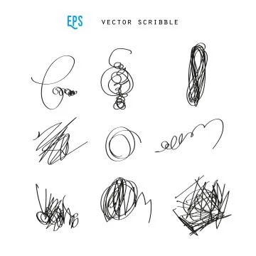 Set of vector scribbles. Sketchy drawings. Design elements. Stockillustratie