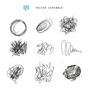 Set of vector scribbles. Sketchy drawings. Design elements. Illustrazione stock