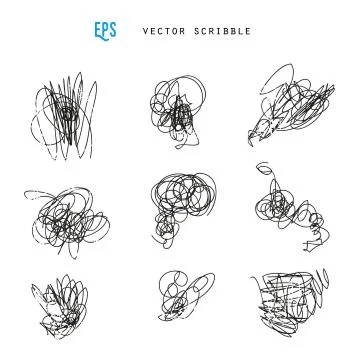 Set of vector scribbles. Sketchy drawings. Design elements. Ilustração Stock