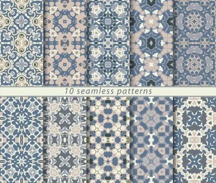 Set of vector seamless abstract pattern. Stock Illustration