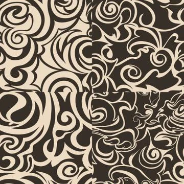 Set of vector seamless abstract patterns in beige colors. Illustrazione stock