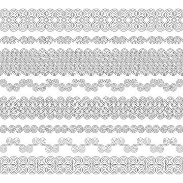 Set of vector seamless of brushes in the traditional Oriental style Stock Illustration