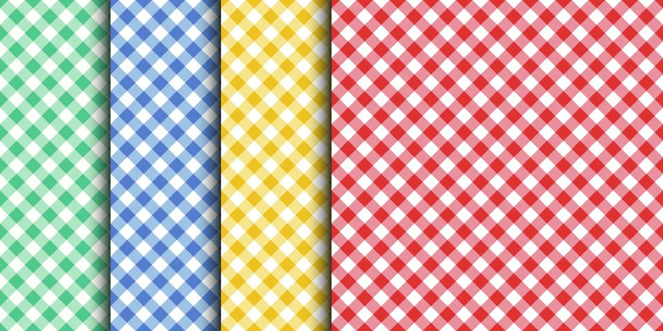 Set of vector seamless classic table cloth textures with diagonal lines Stock Illustration