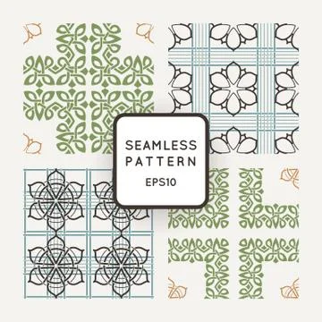 Set of vector seamless color pattern, intersecting lines, and wicker in Irish Stock Illustration