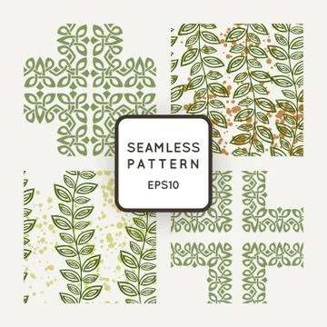Set of vector seamless color pattern, intersecting lines, and wicker in Irish Stock Illustration