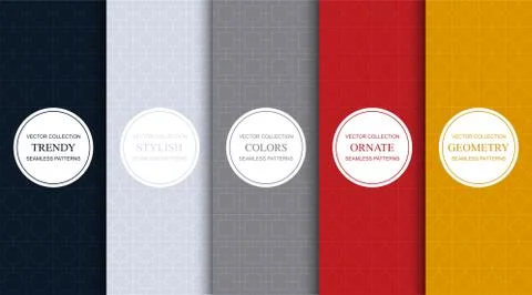 Set of vector seamless colorful geometric patterns. Repeating ornamental 스톡 일러스트