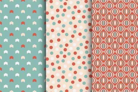 Set of vector seamless colorful patterns - xmas design. Christmas decorative Stock Illustration