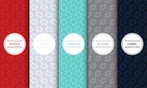Set of vector seamless colorful patterns with geometric shapes. Textile Иллюстрация
