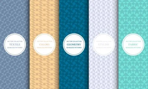 Set of vector seamless colorful patterns with geometric shapes. Textile Illustrazione stock