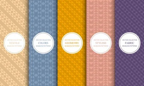 Set of vector seamless colorful patterns with geometric shapes. Textile Illustrazione stock