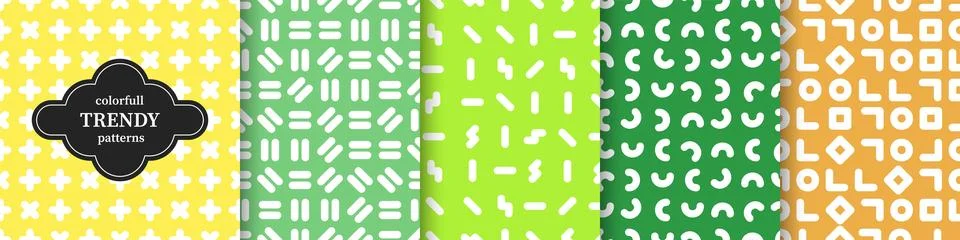 Set of vector seamless colorful patterns. Creative unusual textile prints Stockillustratie