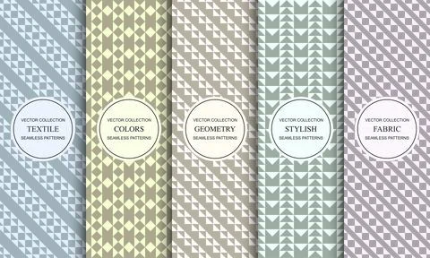Set of vector seamless colorful patterns with geometric shapes. Elegant decor Illustrazione stock