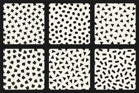 Set of vector seamless creative patterns. Modern stylish textures with randomly Stock Illustration